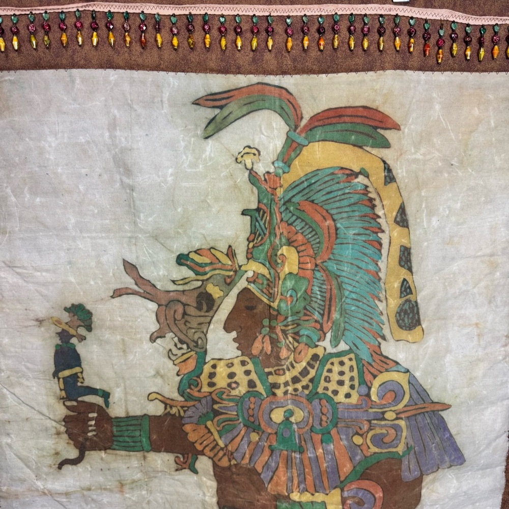Mayan Warrior Tapestry Wall‎ Hanging  Beaded- Multicolor - Picture 10 of 13